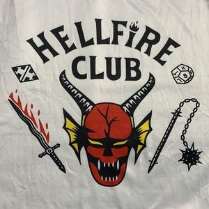 Stranger Things Graphic T-Shirt Unisex Hellfire Club Raglan Size Small
